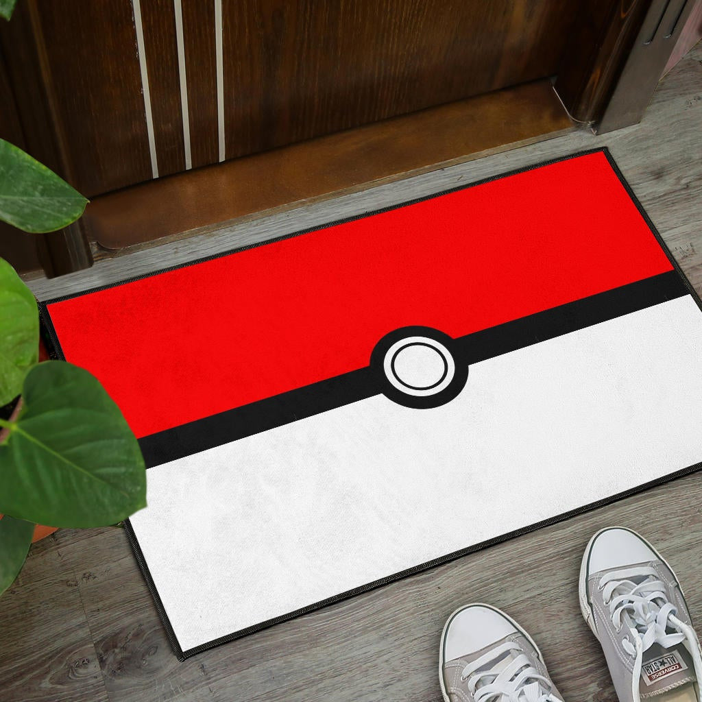 Pokemon Anime Door Mat - Minimalist Square Pokeball Go Door Mat Home Decor