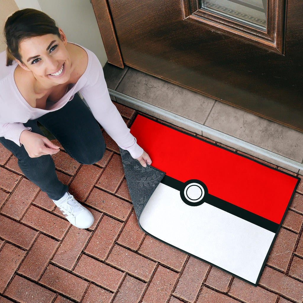 Pokemon Anime Door Mat - Minimalist Square Pokeball Go Door Mat Home Decor