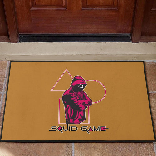 Squid Game Movie Door Mat Cool Triangle Squid Worker Portrait Door Mat Home Decor