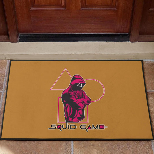 Squid Game Movie Door Mat Cool Triangle Squid Worker Portrait Door Mat Home Decor