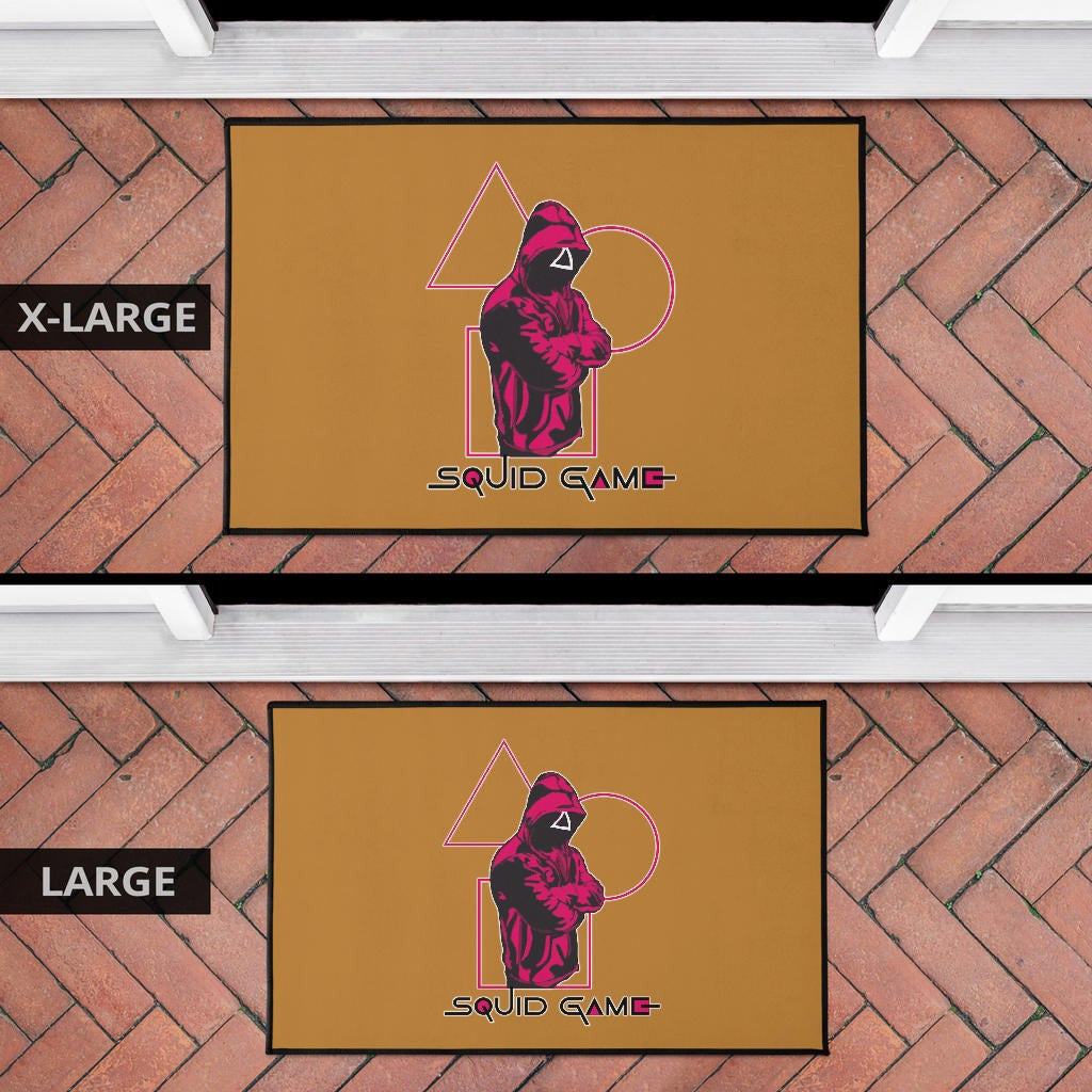 Squid Game Movie Door Mat Cool Triangle Squid Worker Portrait Door Mat Home Decor