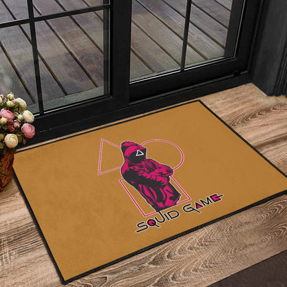 Squid Game Movie Door Mat Cool Triangle Squid Worker Portrait Door Mat Home Decor