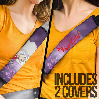 Inuyasha Anime Seat Belt Covers Sad Sesshomaru Face Sakura Blossom Flower At Night Belt Covers