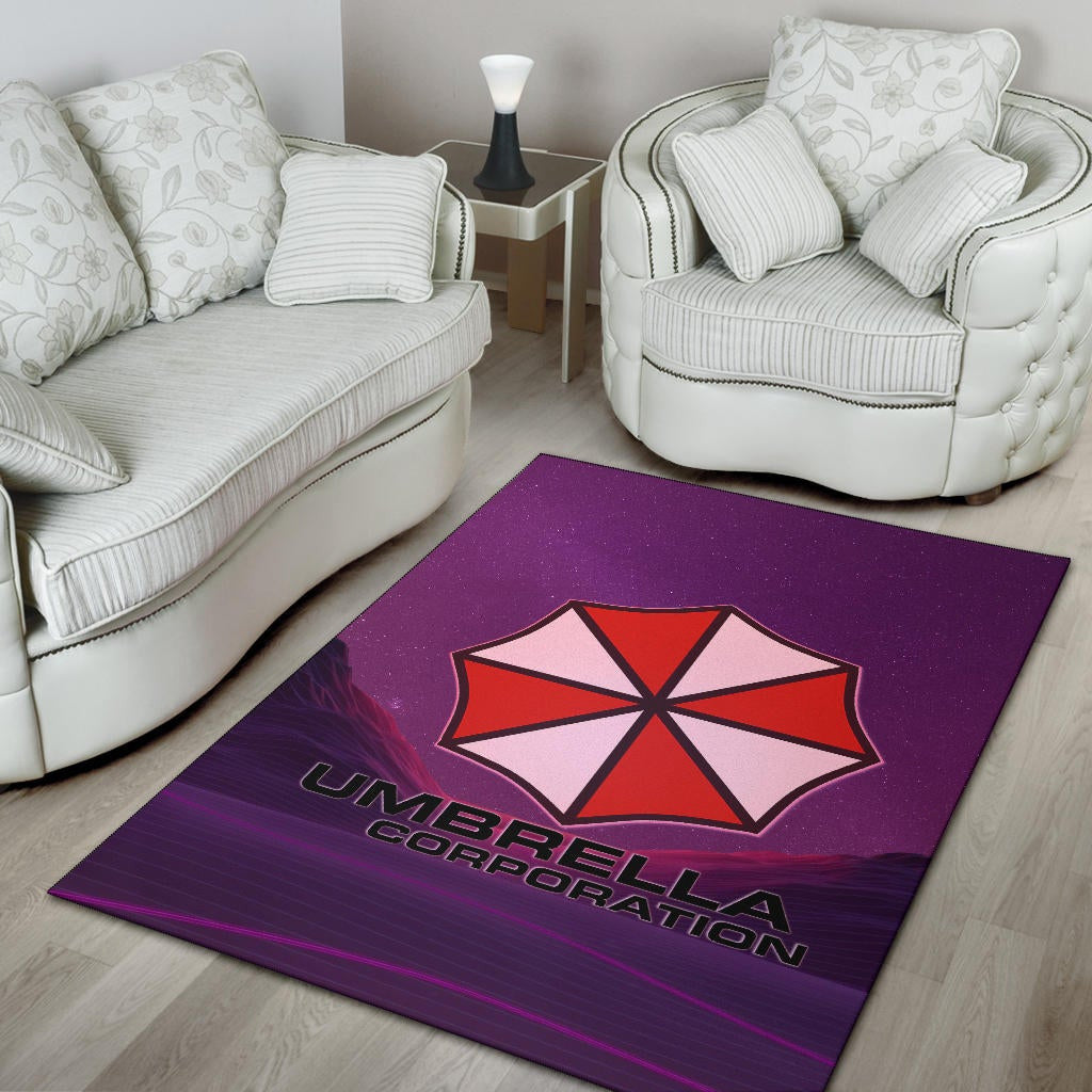 Resident Evil Game Area Rug - Umbrella Corp Symbol Retro Galaxy Wave Rugs Home Decor