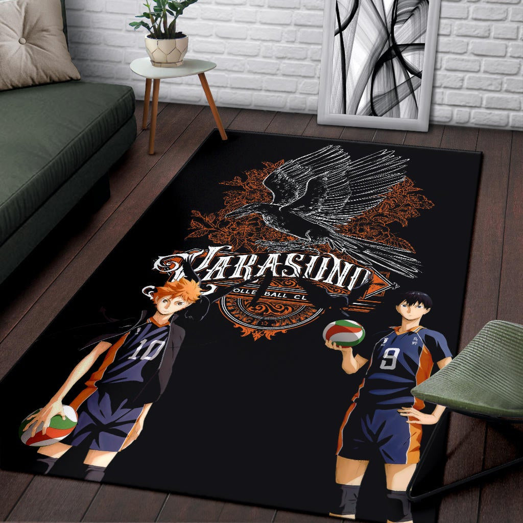 Haikyuu Anime Area Rug - Kageyama And Hinata Volleyball Club Raven Shadow Rugs Home Decor