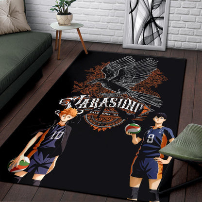 Haikyuu Anime Area Rug - Kageyama And Hinata Volleyball Club Raven Shadow Rugs Home Decor
