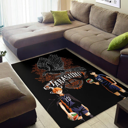 Haikyuu Anime Area Rug - Kageyama And Hinata Volleyball Club Raven Shadow Rugs Home Decor