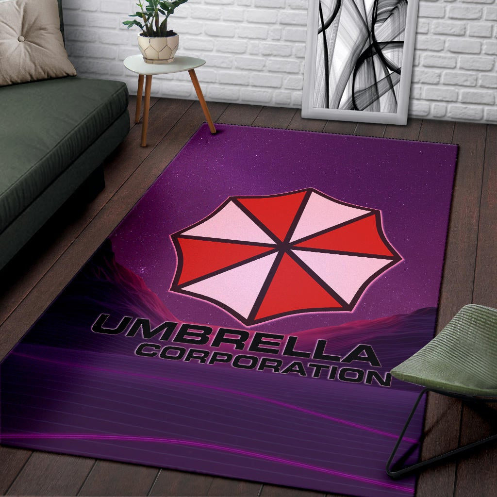 Resident Evil Game Area Rug - Umbrella Corp Symbol Retro Galaxy Wave Rugs Home Decor