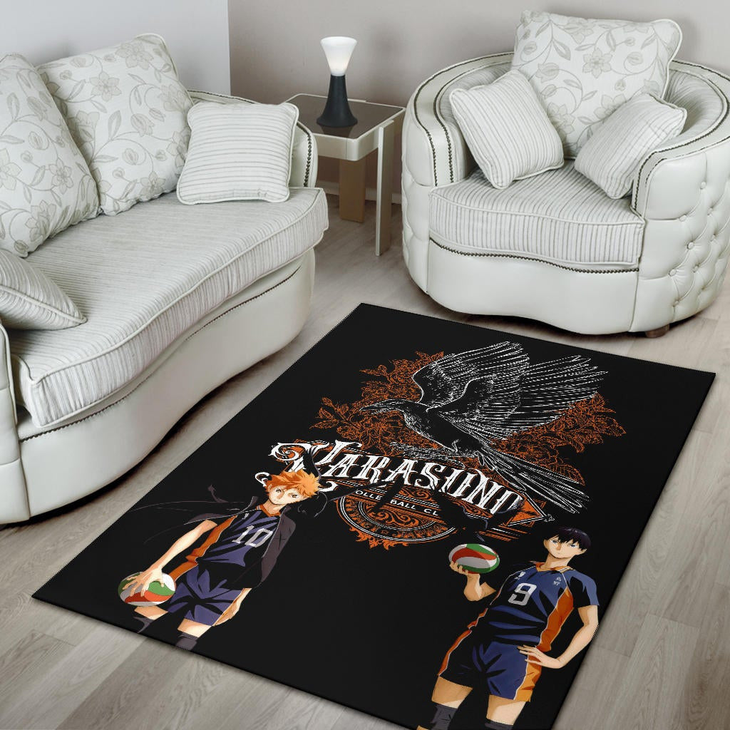 Haikyuu Anime Area Rug - Kageyama And Hinata Volleyball Club Raven Shadow Rugs Home Decor