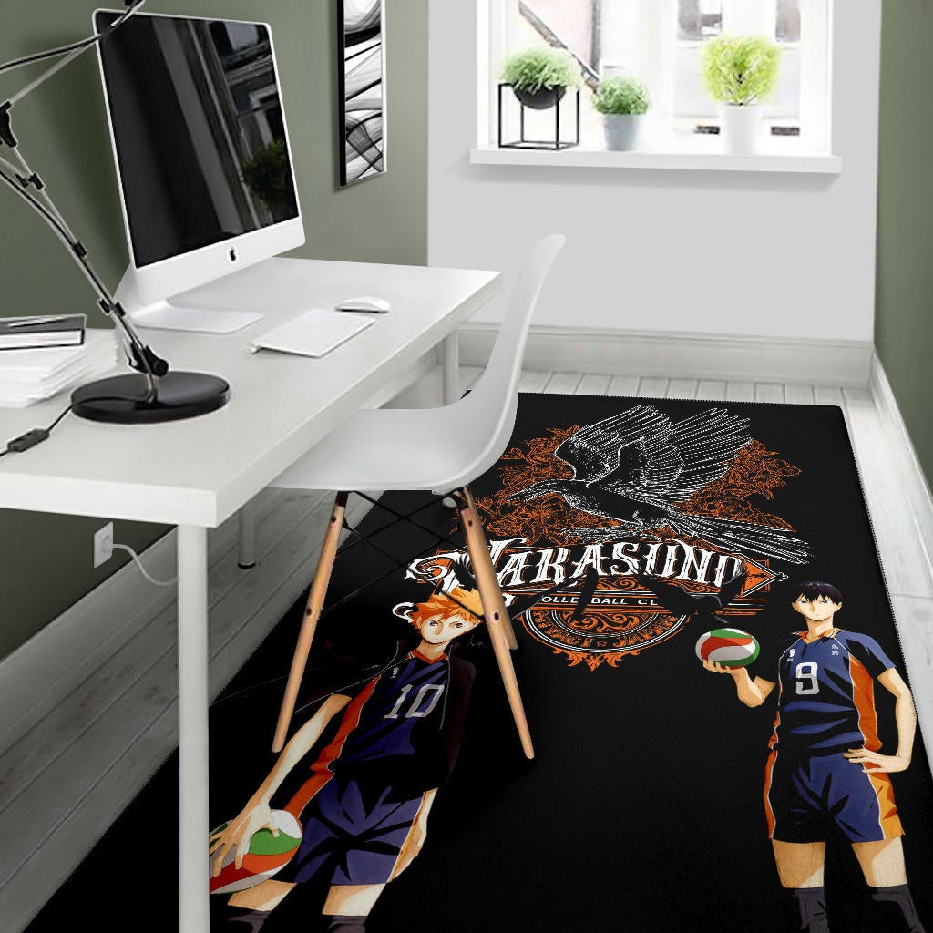 Haikyuu Anime Area Rug - Kageyama And Hinata Volleyball Club Raven Shadow Rugs Home Decor