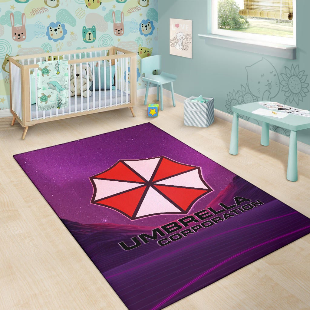 Resident Evil Game Area Rug - Umbrella Corp Symbol Retro Galaxy Wave Rugs Home Decor