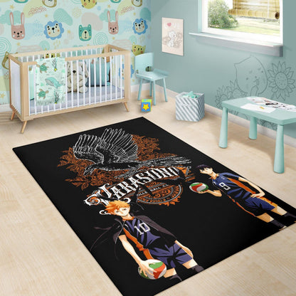 Haikyuu Anime Area Rug - Kageyama And Hinata Volleyball Club Raven Shadow Rugs Home Decor