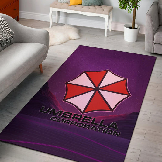 Resident Evil Game Area Rug - Umbrella Corp Symbol Retro Galaxy Wave Rugs Home Decor