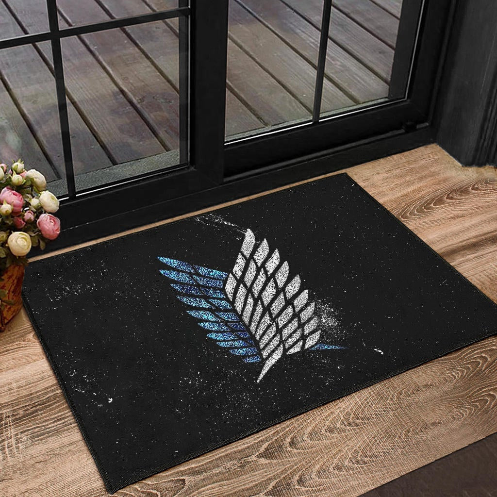 Attack On Titan Anime Door Mat - Blink Wings Of Freedom Symbol Galaxy Door Mat Home Decor