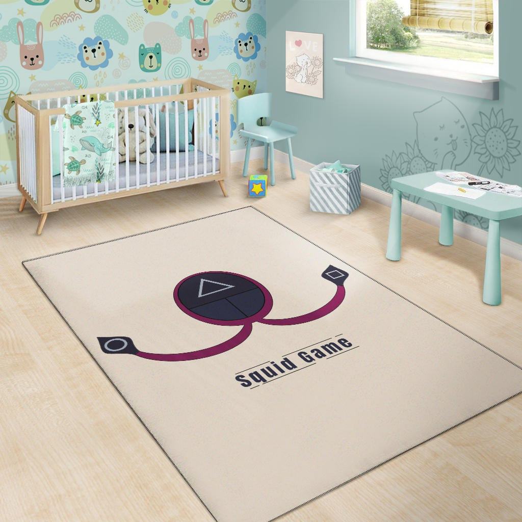 Squid Game Movie Area Rug Minimal Squid Worker Round Triangle Square Symbol Rugs Home Decor