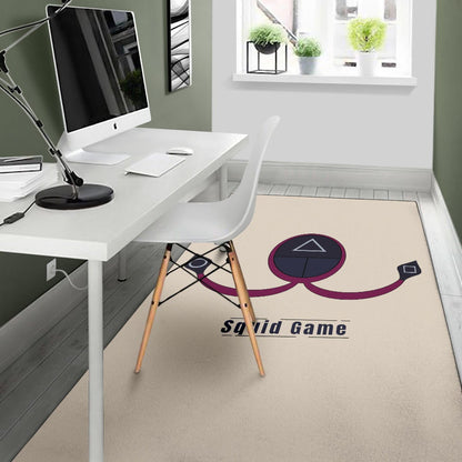 Squid Game Movie Area Rug Minimal Squid Worker Round Triangle Square Symbol Rugs Home Decor