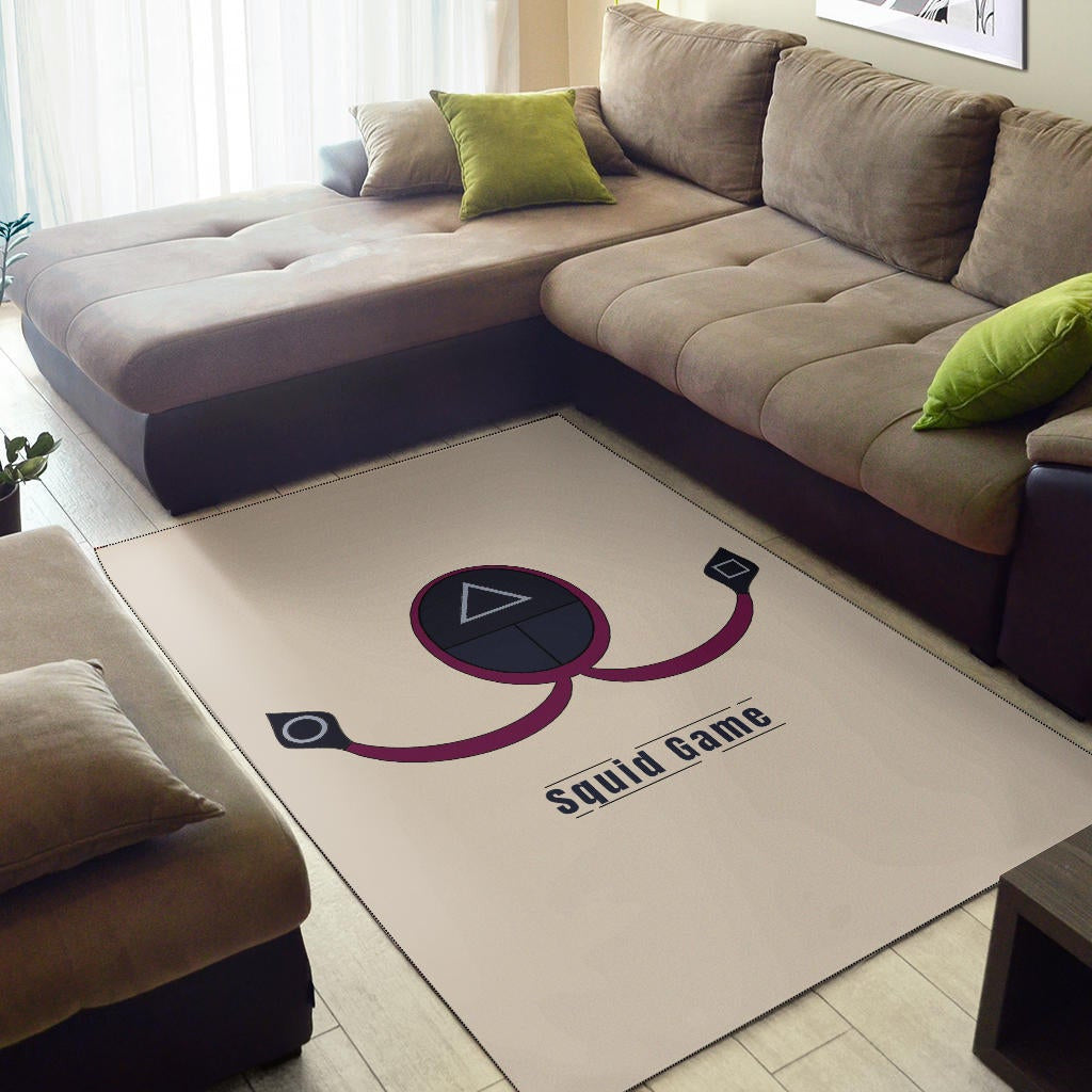 Squid Game Movie Area Rug Minimal Squid Worker Round Triangle Square Symbol Rugs Home Decor