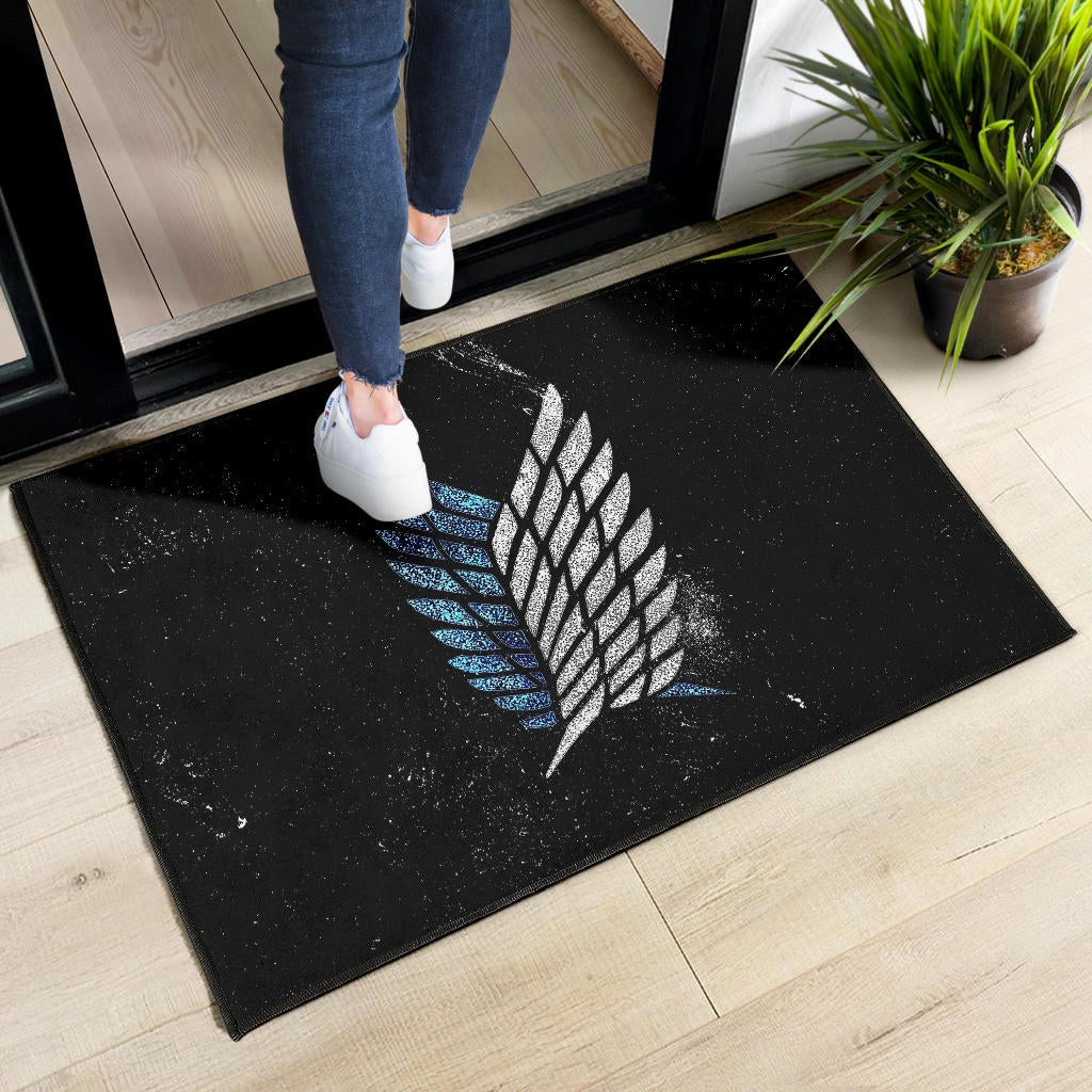 Attack On Titan Anime Door Mat - Blink Wings Of Freedom Symbol Galaxy Door Mat Home Decor