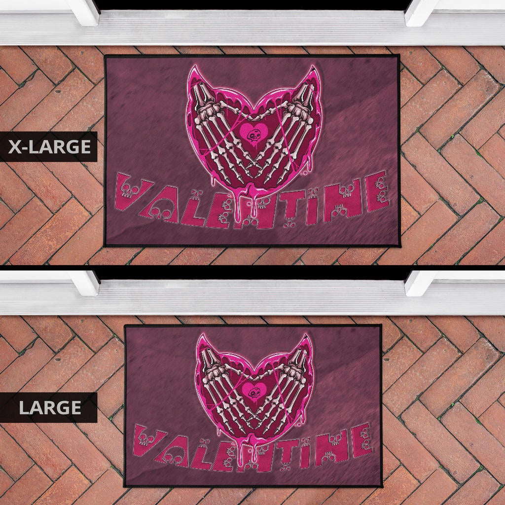 Valentine Door Mat Skeleton Hands In Melting Heart Valentine Pink Text Door Mat Home Decor NT121104