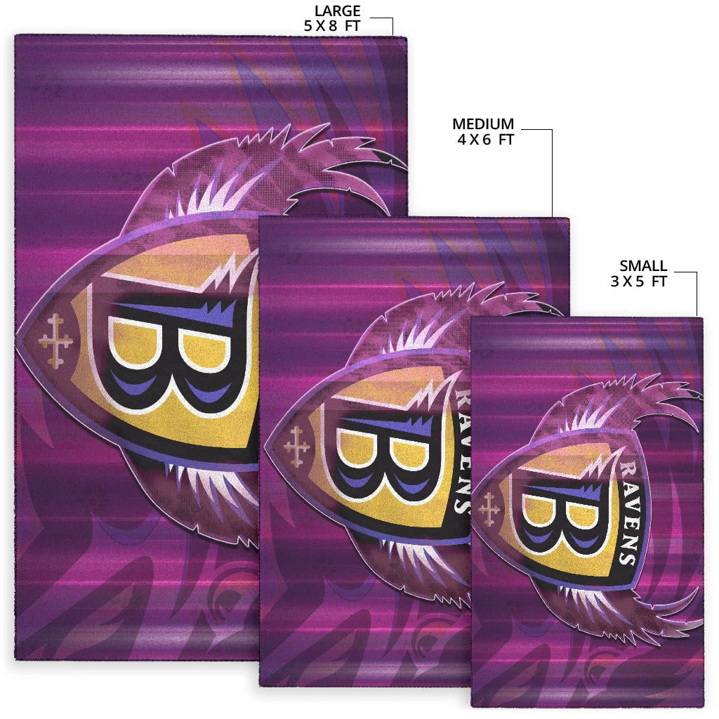 Baltimore Ravens American Football Team Area Rug Minimal Raven Head Underground B Wings Metal Purple Rugs Home Decor