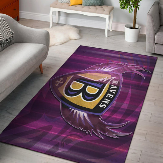Baltimore Ravens American Football Team Area Rug Minimal Raven Head Underground B Wings Metal Purple Rugs Home Decor