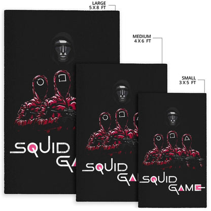 Squid Game Movie Area Rug - Squid Workers Round Square Triangle Face Black Metal Mask Boss Rugs Home Decor