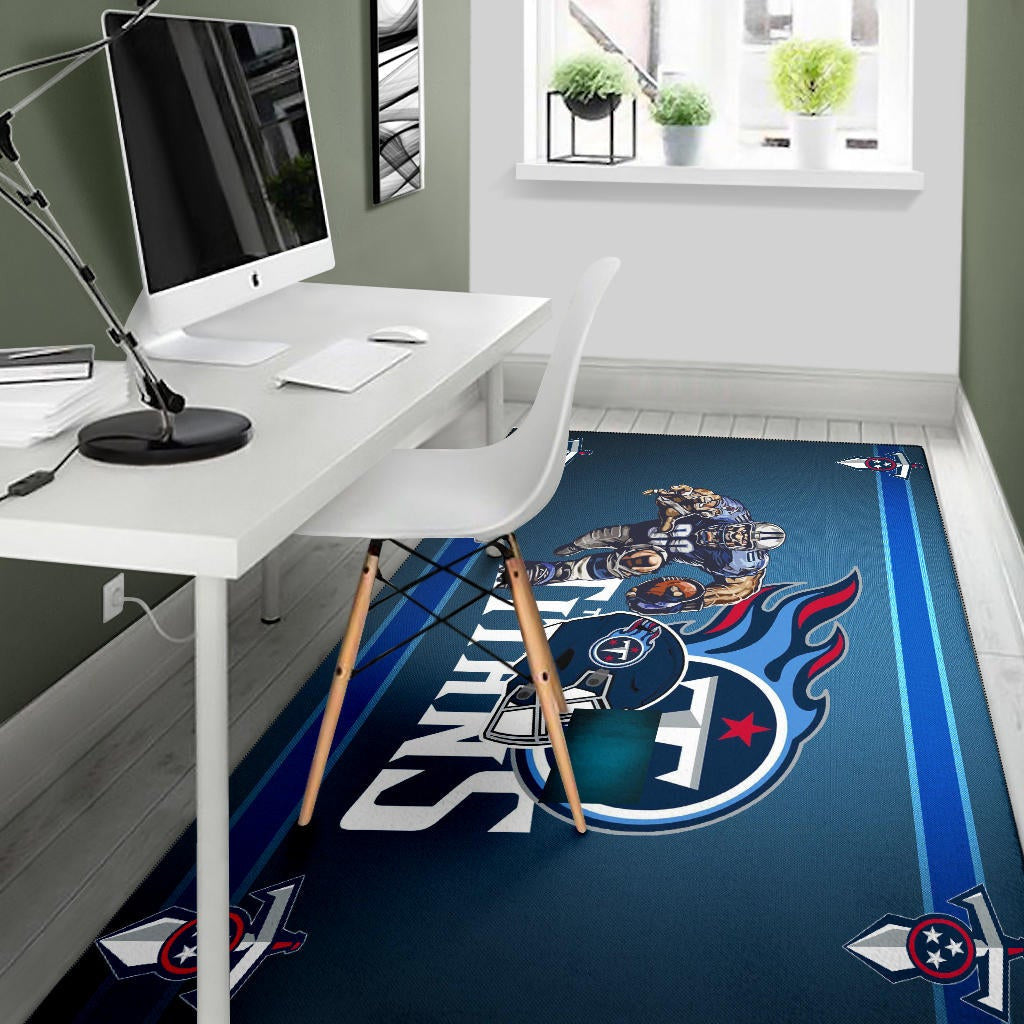 Tennessee Titans American Football Team Area Rug Muscle Player Grab Rugby And Running Flaming Ball Rugs Home Decor