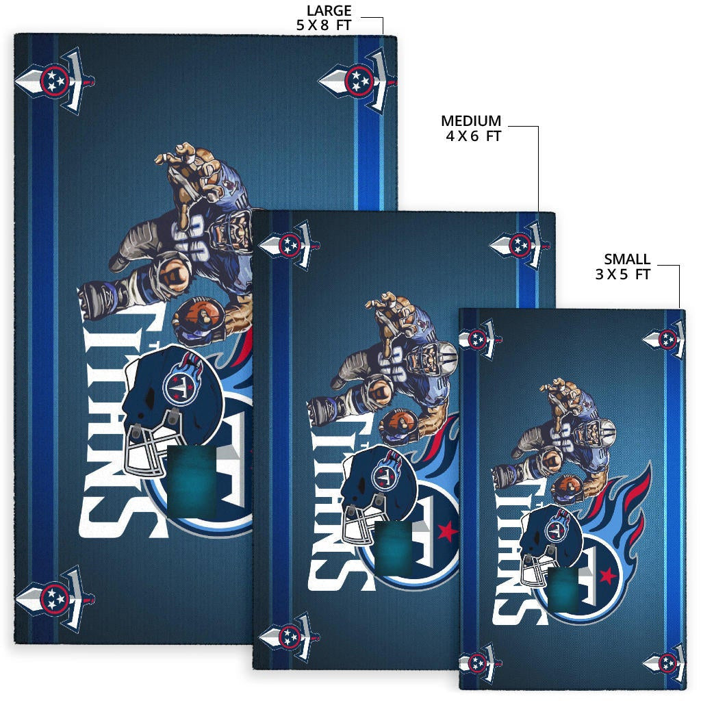 Tennessee Titans American Football Team Area Rug Muscle Player Grab Rugby And Running Flaming Ball Rugs Home Decor