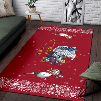 Attack On Titan Anime Area Rug - Merry Christmas AOT Armin Cosplay Snowman Red Rugs Home Decor