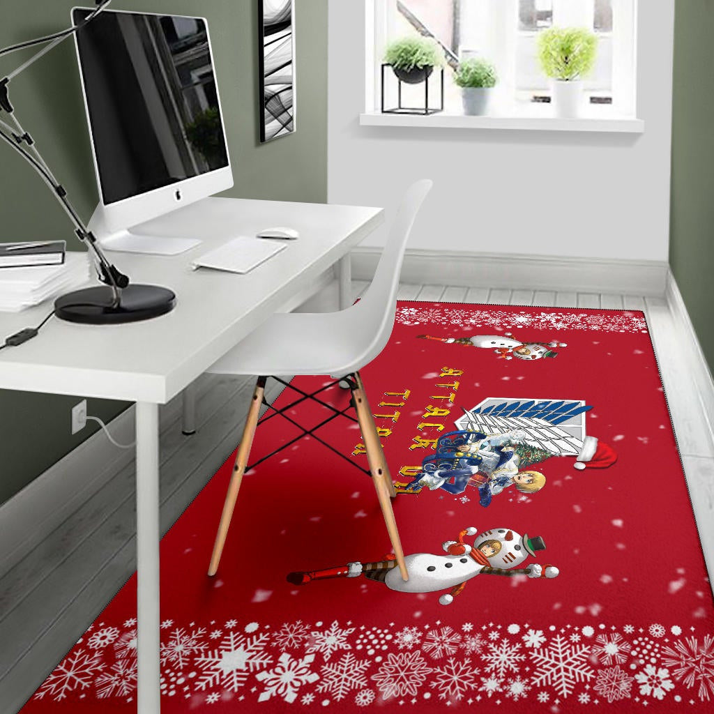 Attack On Titan Anime Area Rug - Merry Christmas AOT Armin Cosplay Snowman Red Rugs Home Decor
