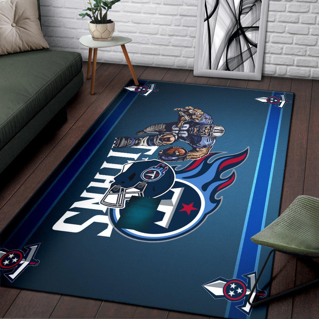 Tennessee Titans American Football Team Area Rug Muscle Player Grab Rugby And Running Flaming Ball Rugs Home Decor