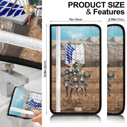 Attack On Titan Anime Seat Belt Covers AOT Levi Squad Green Coat Eren Mikasa Armin Historia Belt Covers