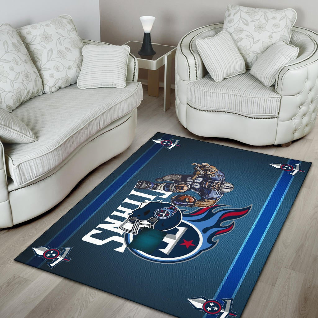 Tennessee Titans American Football Team Area Rug Muscle Player Grab Rugby And Running Flaming Ball Rugs Home Decor