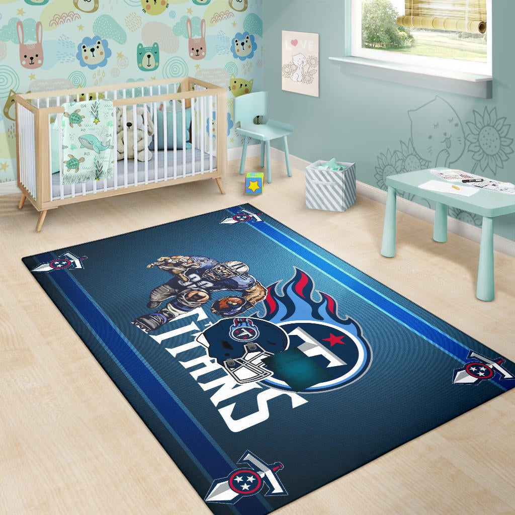 Tennessee Titans American Football Team Area Rug Muscle Player Grab Rugby And Running Flaming Ball Rugs Home Decor