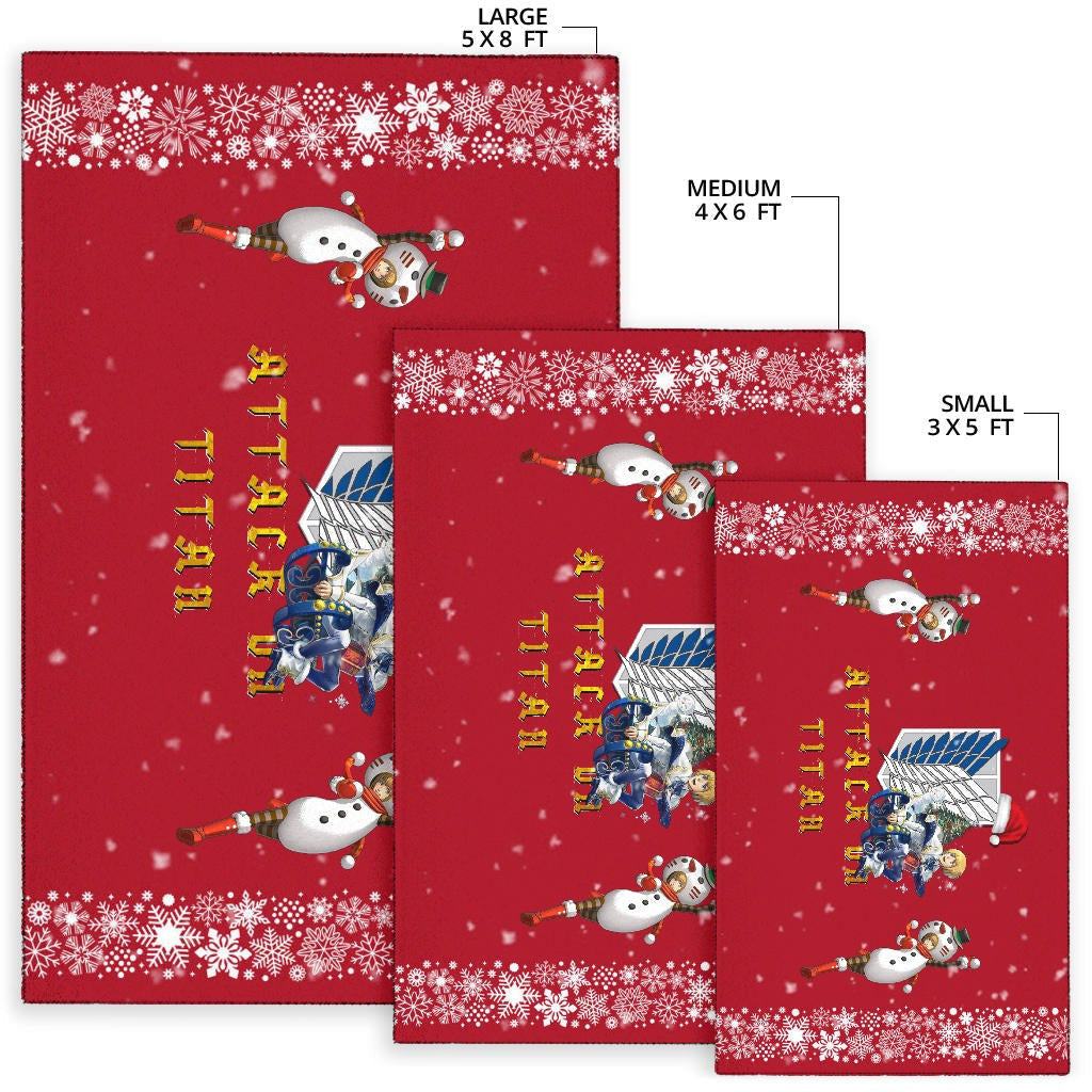 Attack On Titan Anime Area Rug - Merry Christmas AOT Armin Cosplay Snowman Red Rugs Home Decor