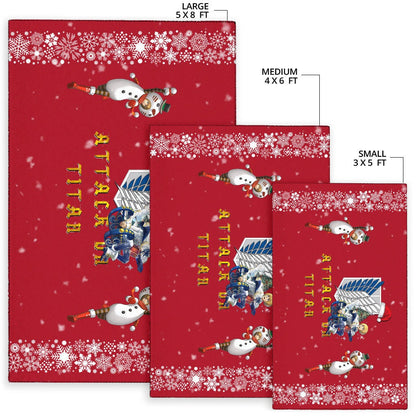 Attack On Titan Anime Area Rug - Merry Christmas AOT Armin Cosplay Snowman Red Rugs Home Decor