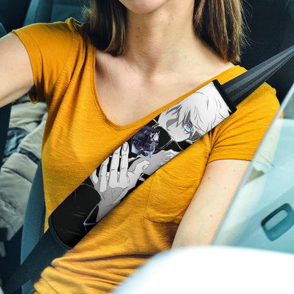 Jujutsu Kaisen Anime Seat Belt Covers - Cool Satoru Gojo Holding Eye Rubik Prison Realm Belt Covers