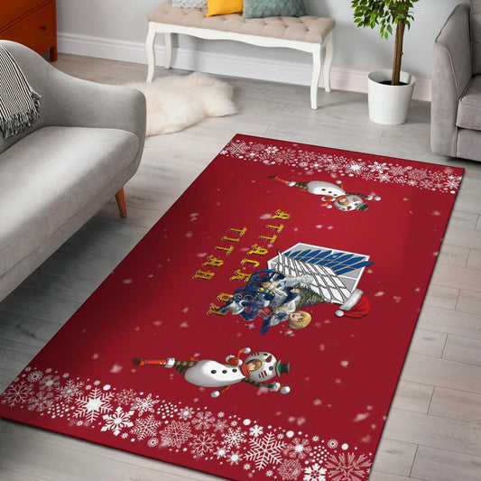 Attack On Titan Anime Area Rug - Merry Christmas AOT Armin Cosplay Snowman Red Rugs Home Decor