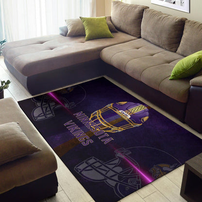 Minnesota Vikings American Football Team Area Rug Cool Purple Helmet Pink Neon Line Rugs Home Decor