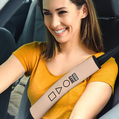 Squid Game Movie Seat Belt Covers Cute Chibi Round Triangle Square Worker Making Contact Card Belt Covers
