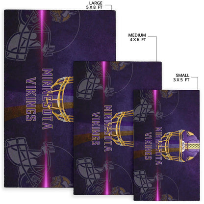Minnesota Vikings American Football Team Area Rug Cool Purple Helmet Pink Neon Line Rugs Home Decor