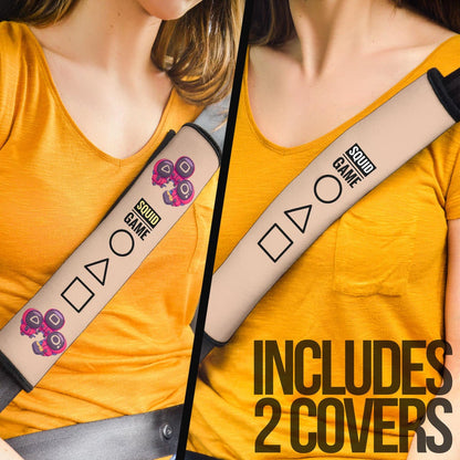 Squid Game Movie Seat Belt Covers Cute Chibi Round Triangle Square Worker Making Contact Card Belt Covers