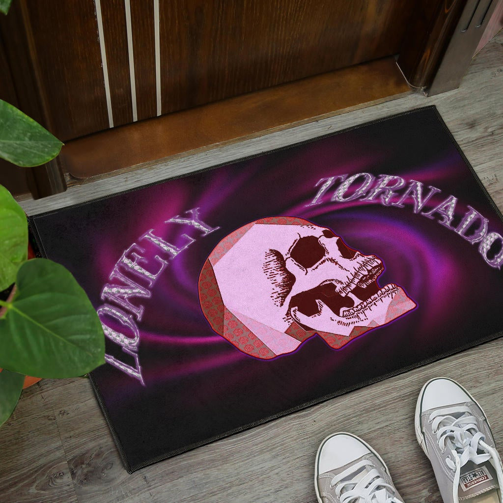 Valentine Door Mat - Skull Red Rose Patterns Lonely Tornando Purple Spiral Door Mat Home Decor