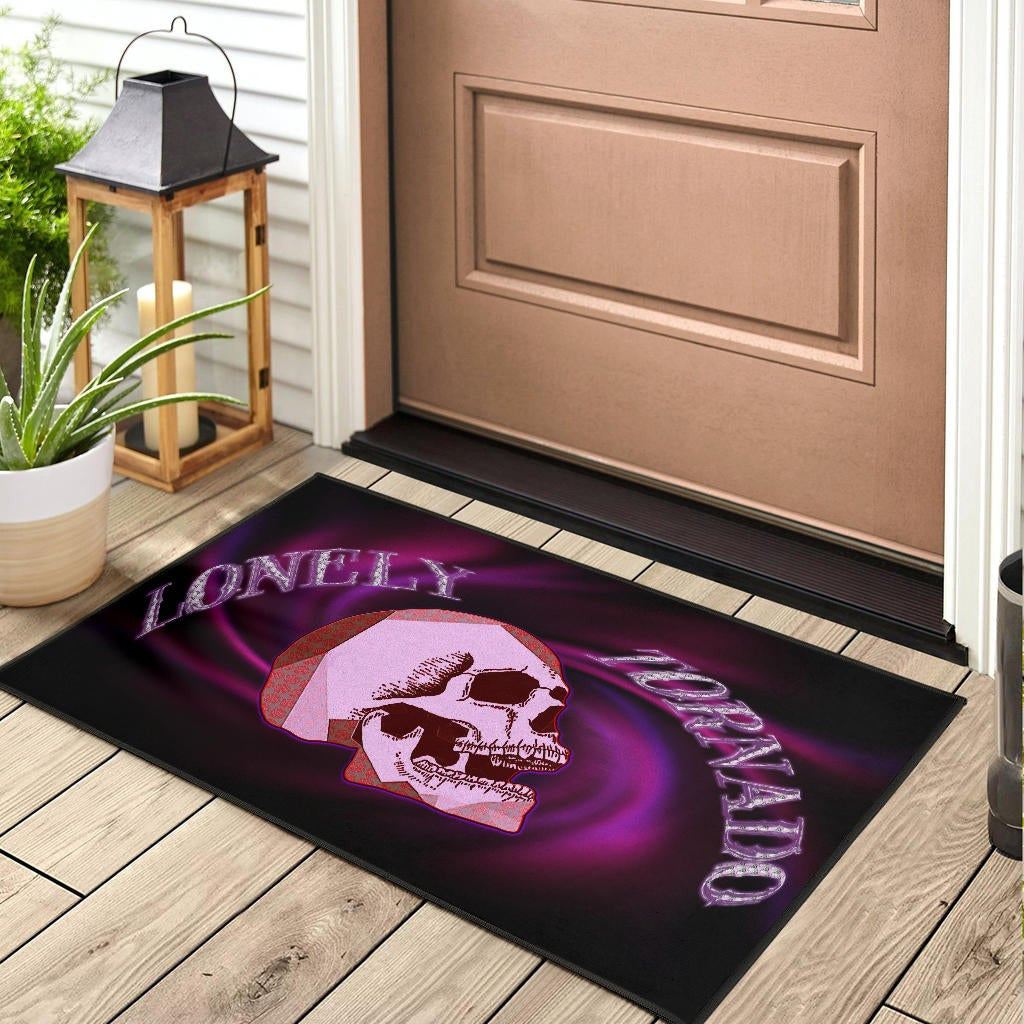 Valentine Door Mat - Skull Red Rose Patterns Lonely Tornando Purple Spiral Door Mat Home Decor
