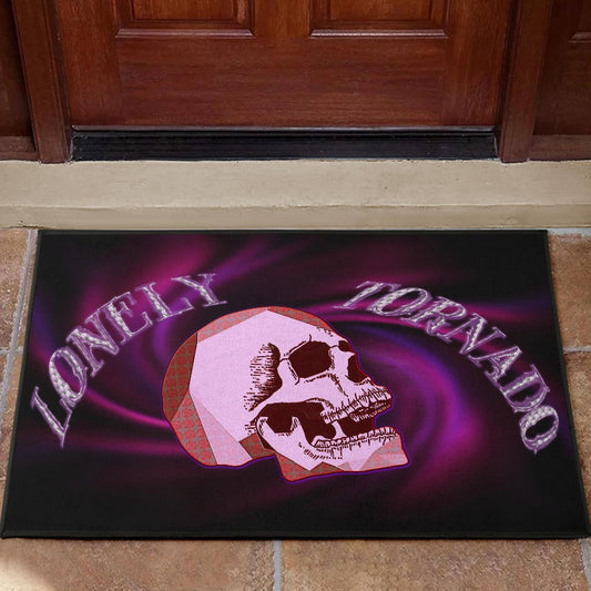Valentine Door Mat - Skull Red Rose Patterns Lonely Tornando Purple Spiral Door Mat Home Decor