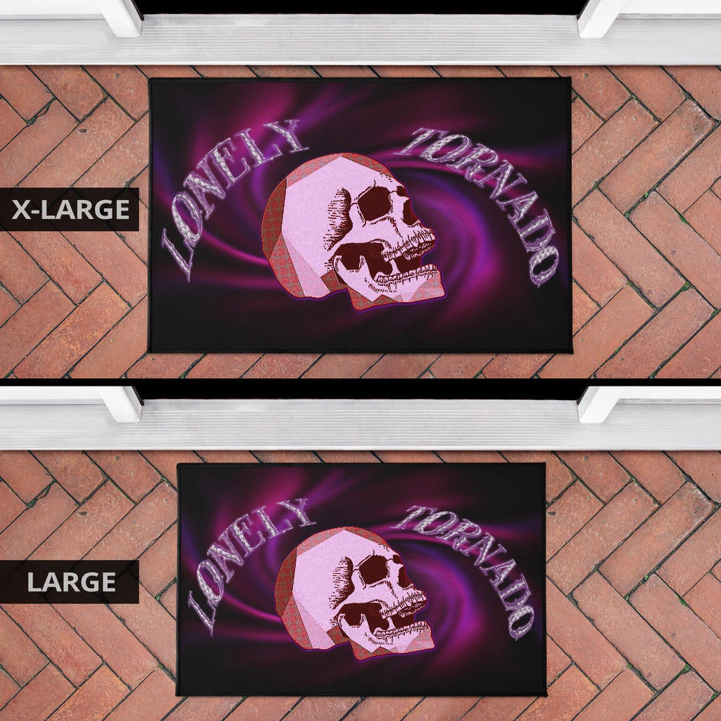 Valentine Door Mat - Skull Red Rose Patterns Lonely Tornando Purple Spiral Door Mat Home Decor