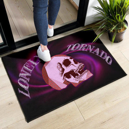 Valentine Door Mat - Skull Red Rose Patterns Lonely Tornando Purple Spiral Door Mat Home Decor