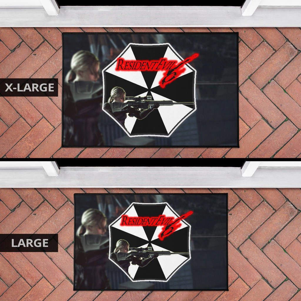 Resident Evil Game Door Mat - Black White Umbrella Corporation Blonde Girl Door Mat Home Decor