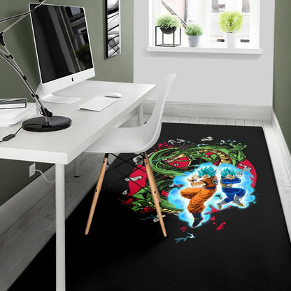 Dragon Ball Anime Area Rug - DB Goku Vegeta Blue Power Vapor With Shernon Dragon Rugs Home Decor