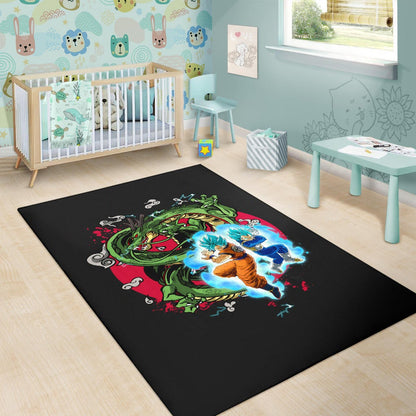Dragon Ball Anime Area Rug - DB Goku Vegeta Blue Power Vapor With Shernon Dragon Rugs Home Decor